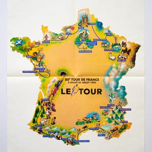 Manifesto originale del Tour de France d'epoca / 80a edizione del TDF 1993 / 56 x 44 cm / Senza cornice
