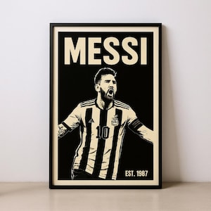Lionel Messi Digital Poster Barcelona FC Poster Football Wall Art Football Player Poster Downloadable Vintage Minimal Soccer Player Poster