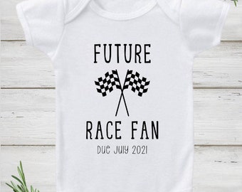 Racing Pregnancy Announcement Onesie, Future Race Fan Pregnancy Announcement