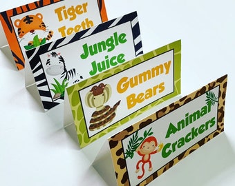 Jungle Party Food, Jungle Party Labels, Safari Party Food, Sarafi Party Labels, Jungle Theme Party, Safari Theme Party, Animal Food Labels