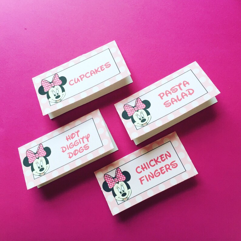 Minnie Mouse Food Labels Minnie Mouse Place Cards Minnie - Etsy