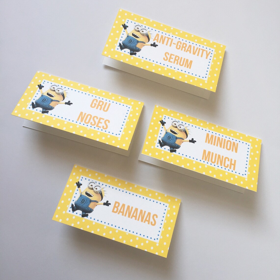 Minion Food Labels Minion Food Tent Cards Despicable Me | Etsy