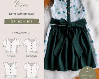 Lausmadl Mini Sewing Pattern Sizes 62-104 | Jersey Dirndl | Includes 4 Sleeve Variations | PDF eBook