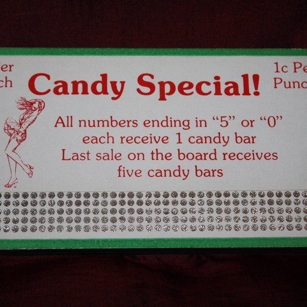 Vintage 1930s CANDY SPECIAL  5 Cent Punch Board; NOS Warehouse Find; Never Used Old Stock Gambling Punchboard