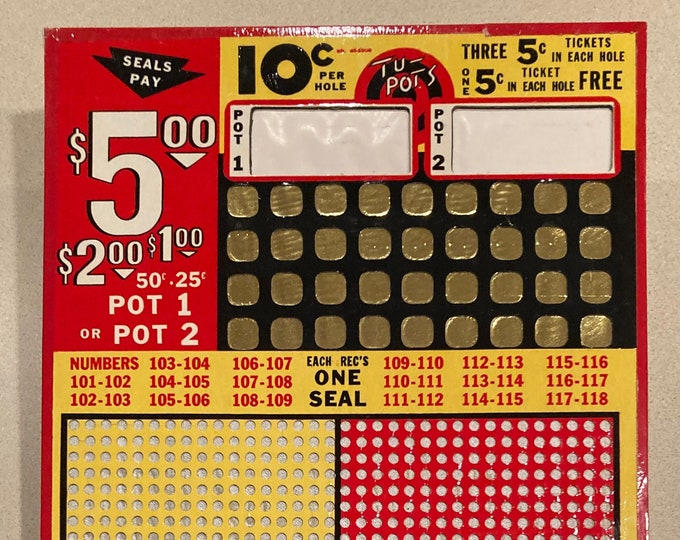Vintage 1940s "TU POTS" 10 Cent Punch Board; NOS Warehouse Find; Never Used Old Stock Gambling, Casino Punchboard Game