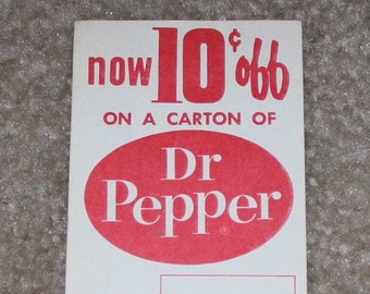 Vintage 1963 Dr. Pepper 6-Pack Carton Insert Advertising Promotion, NOS, Old Stock