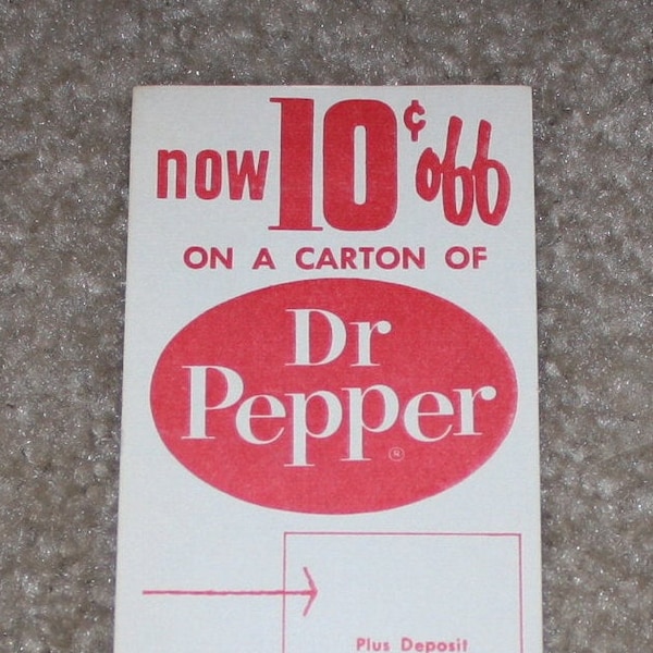 Vintage 1963 Dr. Pepper 6-Pack Carton Insert Advertising Promotion, NOS, Old Stock