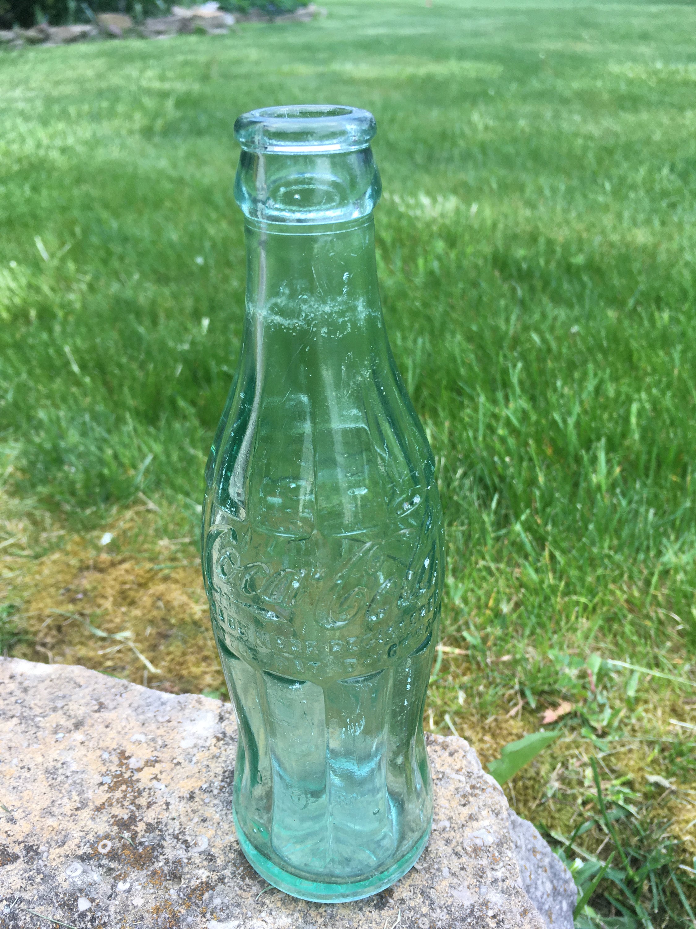 Vintage Green Glass Coca Cola Bottle; Antique Coke Bottle, Marked