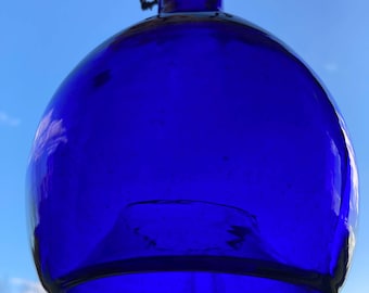 Vintage Cobalt Blue Glass Bug Catcher, Antique Hanging Fly Trap