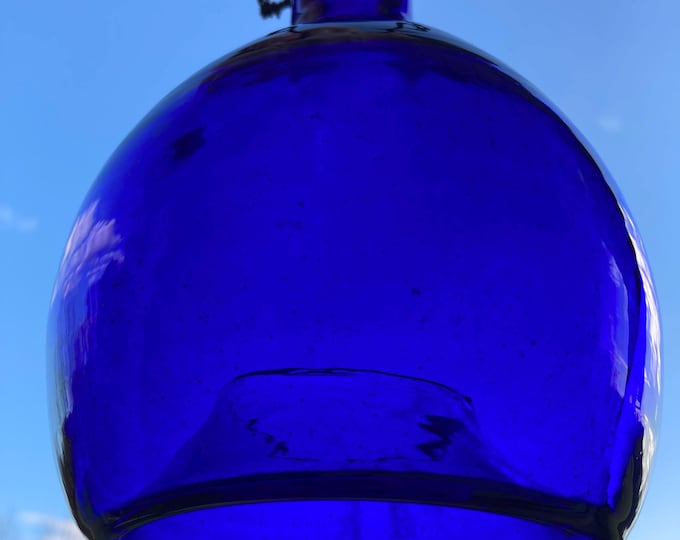 Vintage Cobalt Blue Glass Bug Catcher, Antique Hanging Fly Trap