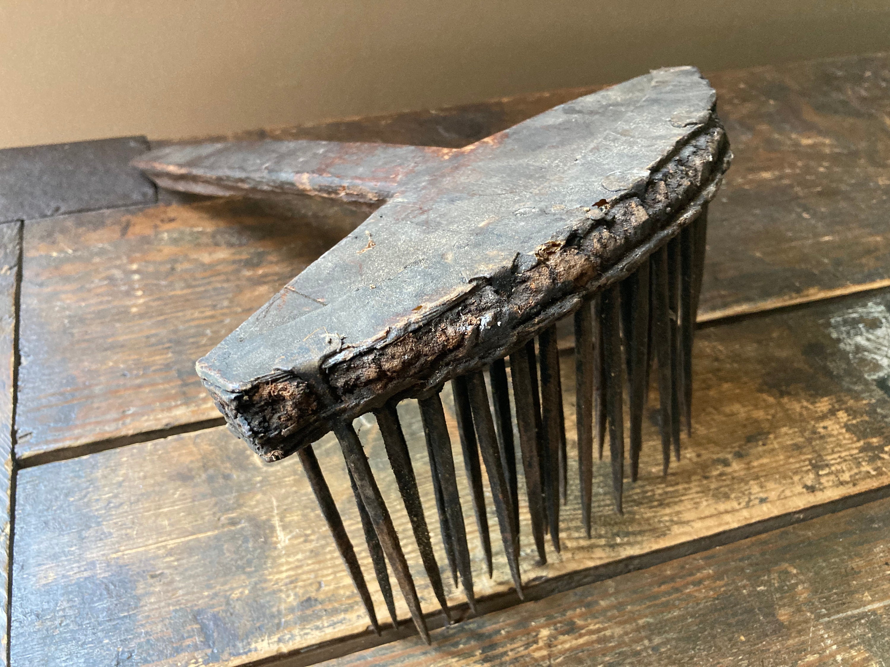 1800s Carved Wooden Flax Wool Carding Comb; Heckle, Hetchel, Old ...