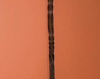 19th Century Blacksmith Forged Hand Wrought Iron Hearthware Coal Ash Shovel with Twisted Handle