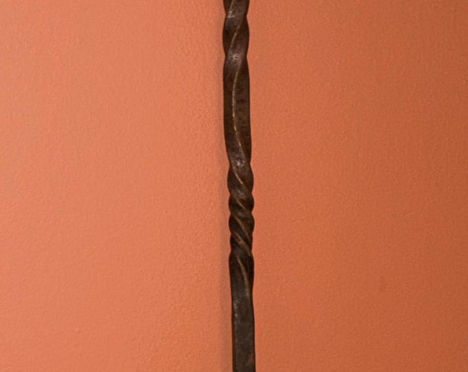 19th Century Blacksmith Forged Hand Wrought Iron Hearthware Coal Ash Shovel with Twisted Handle