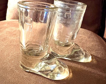 Pair of Antique Pattern Glass Boots; Original Old Candy Containers