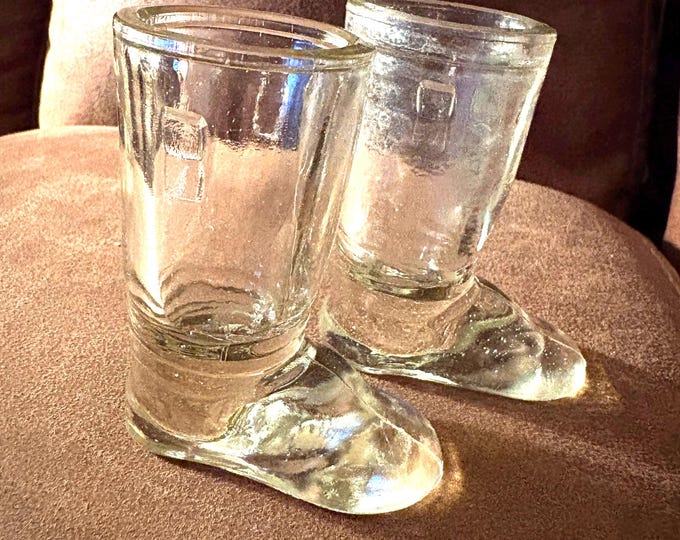Pair of Antique Pattern Glass Boots; Original Old Candy Containers