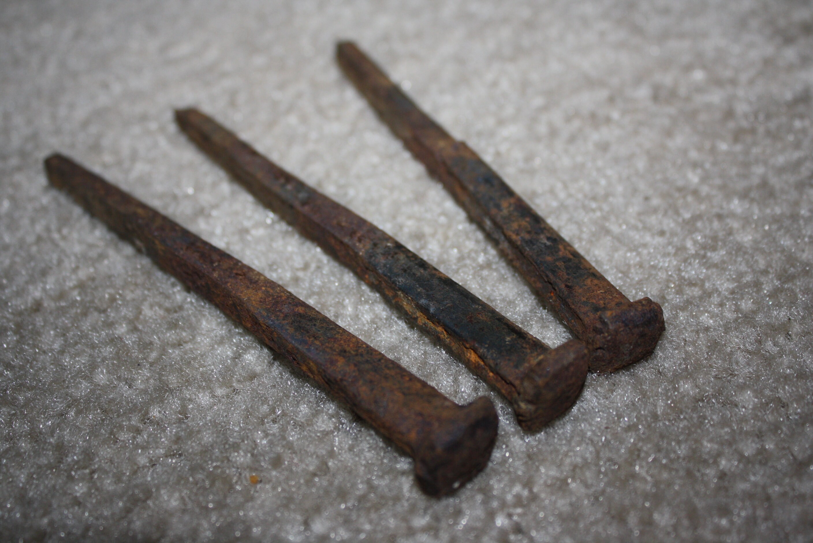 Lot of 14 Blacksmith Iron Square Nails, Large 4 1/2 to 5 Size