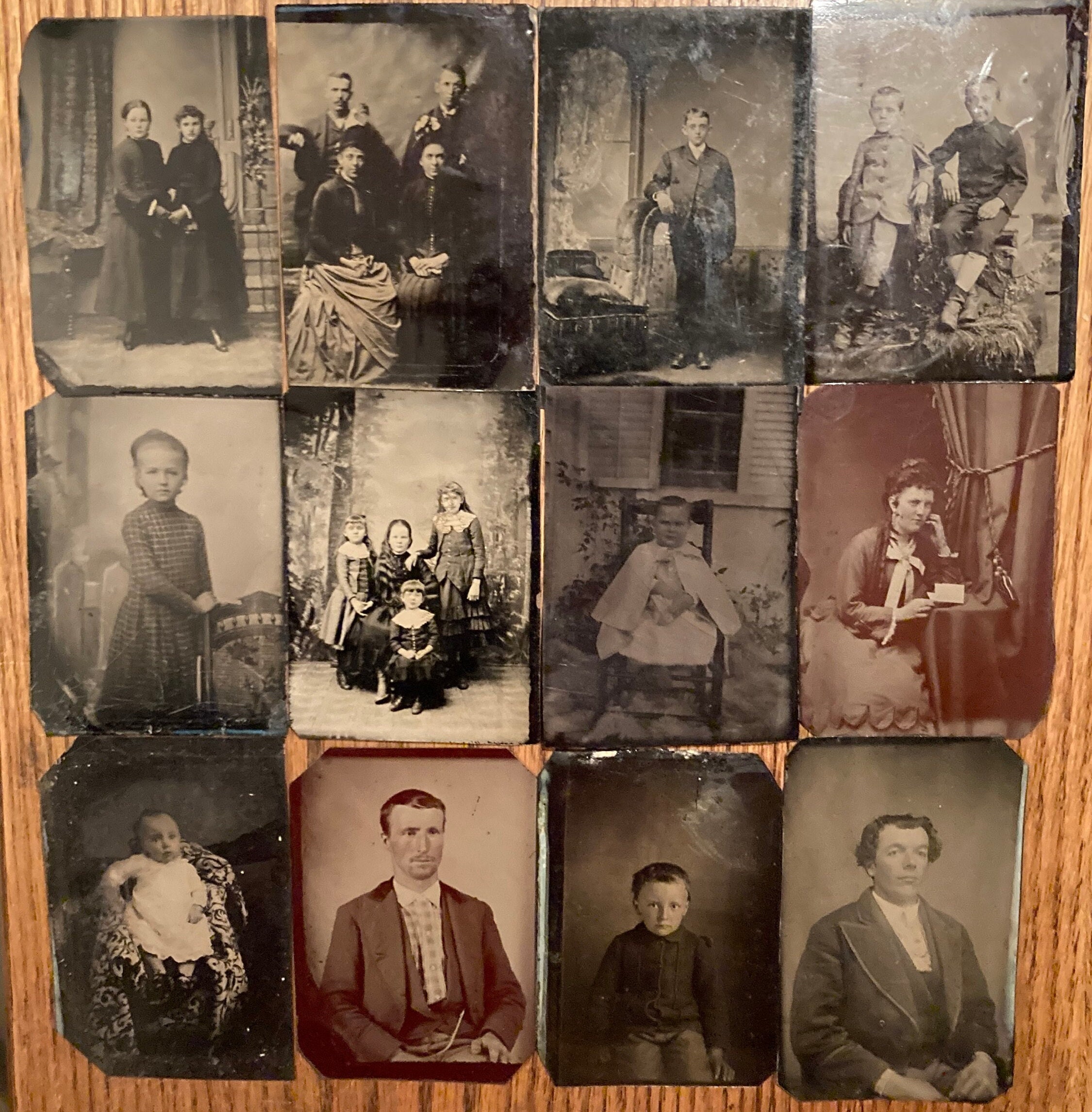 Lot Of 13 Antique Victorian Period Tintype Photographs Original Civil War Era Tin Types 1860s