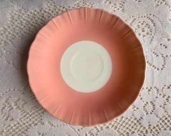 Vintage Pink MacBeth-Evans Cremax Bordette Saucer 1938-1944, GLOWS Uranium