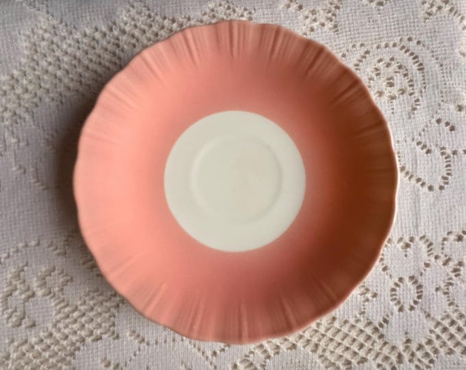 Vintage Pink MacBeth-Evans Cremax Bordette Saucer 1938-1944, GLOWS Uranium