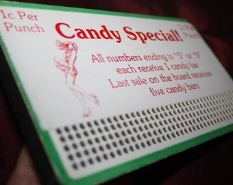 Vintage 1930s CANDY SPECIAL  5 Cent Punch Board; NOS Warehouse Find; Never Used Old Stock Gambling Punchboard