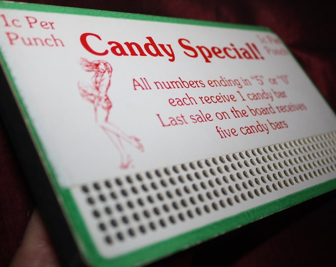 Vintage 1930s CANDY SPECIAL  5 Cent Punch Board; NOS Warehouse Find; Never Used Old Stock Gambling Punchboard