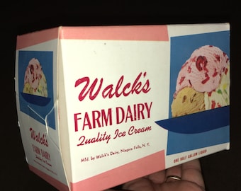 Vintage 1950s Ice Cream Cartons: Walck's Farm Dairy NOS Advertising Boxes (Set of 3)
