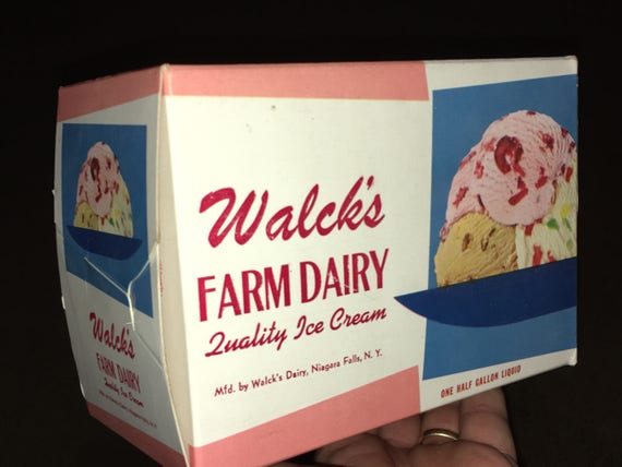 Vintage 1950s Ice Cream Cartons: Walck's Farm Dairy NOS