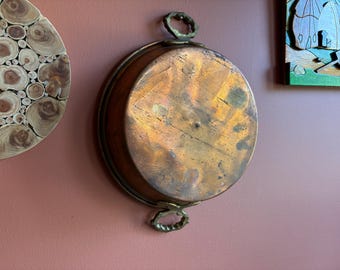 Antique French Copper Jam Pot, Preserving Pan with Brass Handles