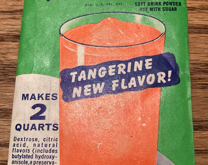 Original 1955 KOOL-AID Tangerine Drink Mix Packet, NOS, Full Contents, General Foods