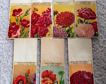 Collection of 7 Vintage 1930s French Seed Packets (Group 2)