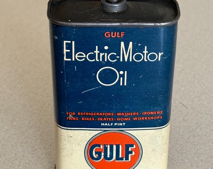 Gulf Electric Motor Oil Half Pint Oiler Lead Top Can