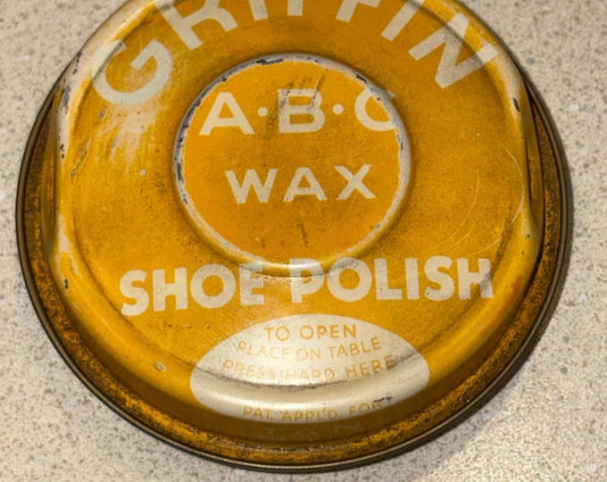 Vintage Shoe Polish Tin: Griffin ABC Wax Show Polish; 1950s NOS Never Used Warehouse Find!