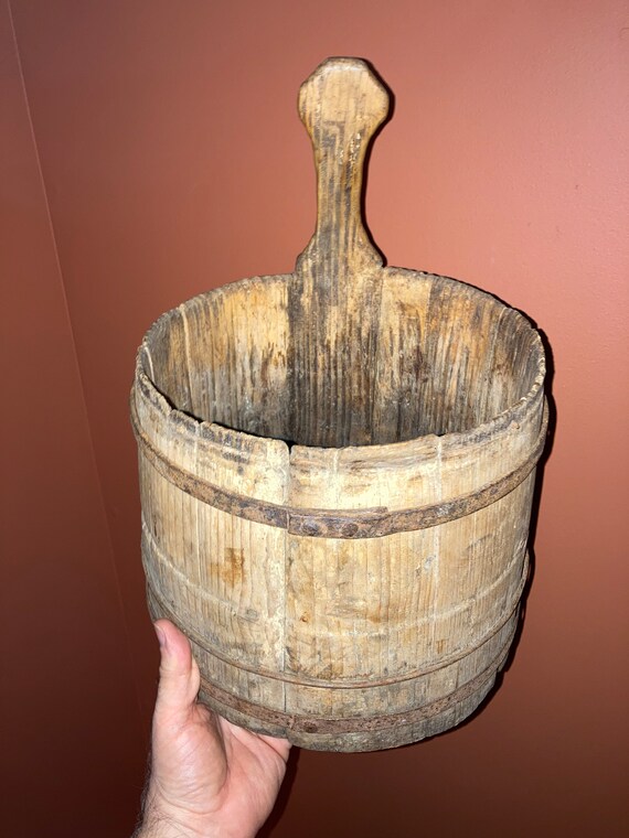 Antique Country Primitive Staved Wooden Piggin Bucket With Etsy