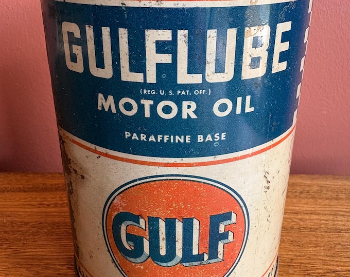 Vintage Gulflube Motor Oil 1-quart can 1940s-50s