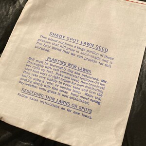 NOS Vintage Cotton Grass Seed Sack; Shady Spot Lawn Seed Linen Bag; Crosman Seed Co., East Rochester, NY image 6