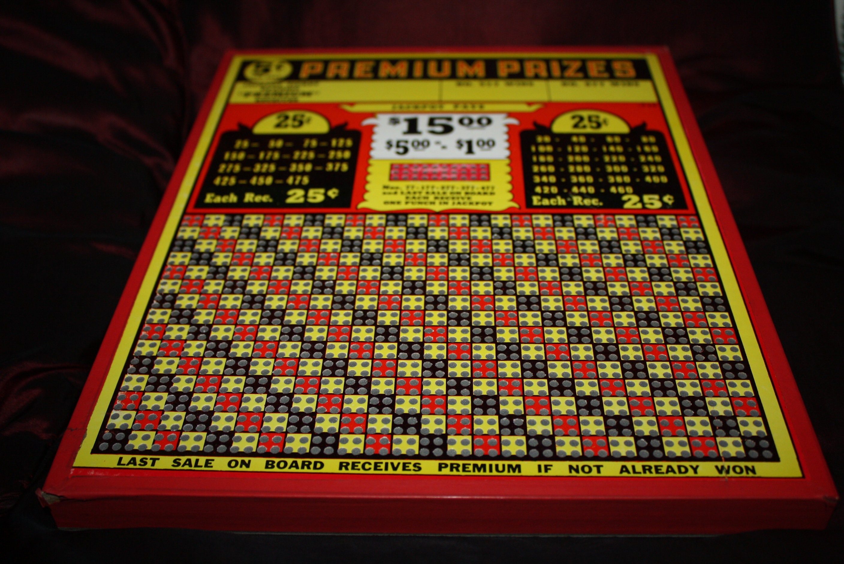 Vintage 1930s PREMIUM PRIZES 5 Cent Punch Board; NOS Warehouse Find