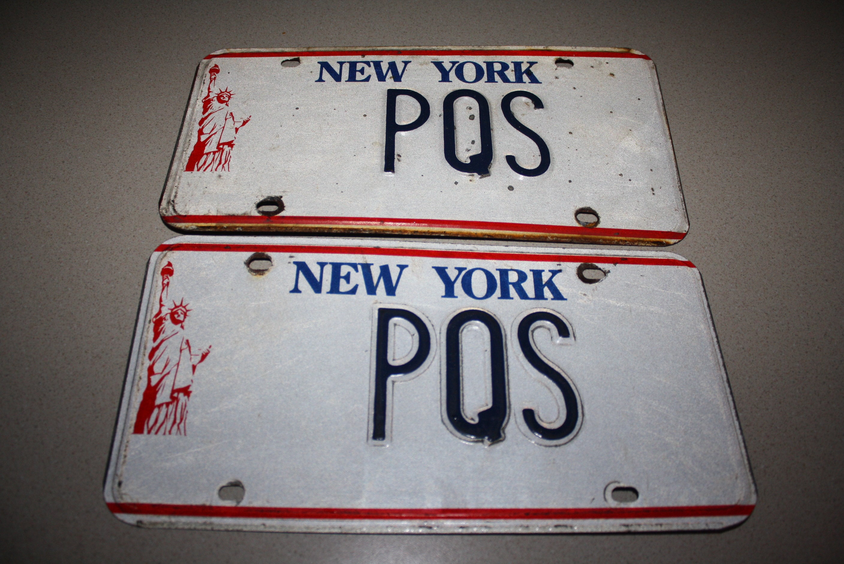 Original Vintage New York Liberty Vanity License Plates PQS