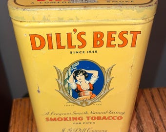 Vintage JG Dill's Best Vertical Pocket Tobacco Tin Advertising Richmond Va