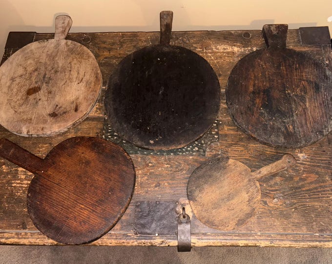 Antique Country Primitive Carved Wooden Breadboards, As Found, Old Original Untouched Patina