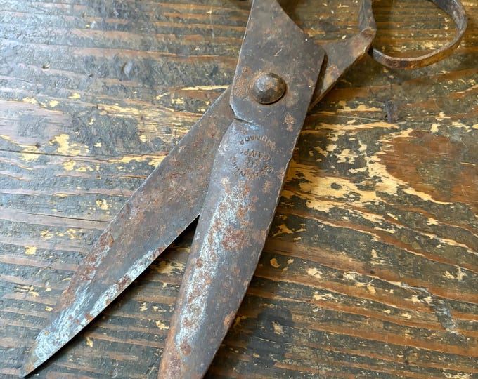 Antique Primitive 19th Century Blacksmith Forged Iron Shears, Scissors