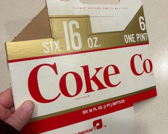 Vintage 1963 Coca Cola 6 Pack Carrier, NOS, Never Used Coke 16 oz. Bottle Carrier