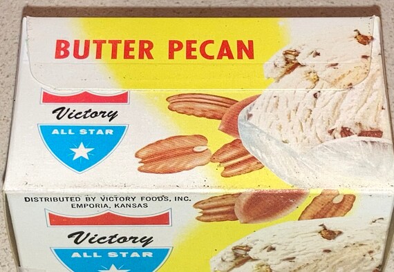 2 Vintage 1957 Victory All Star Ice Cream Cartons: Butter Pecan