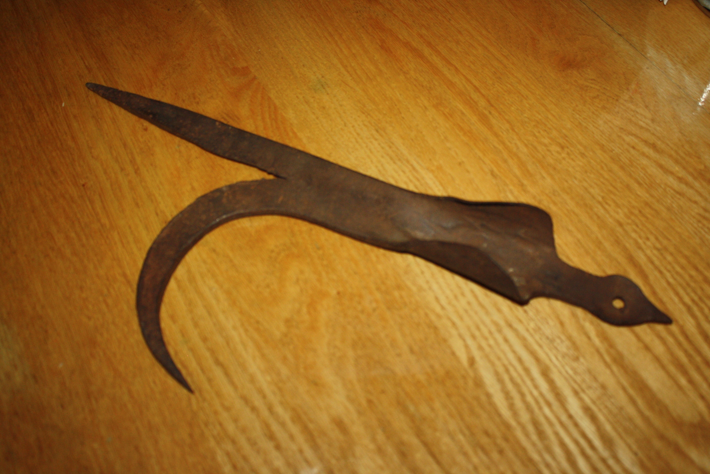 Antique Iron Fireman's Pike Tool; Old, Primitive Firefighting Hook