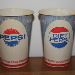 1960s Pepsi, Diet Pepsi Vending Paper Cups; Original Vintage Advertising