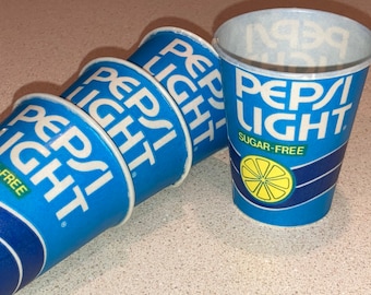 4 Vintage 1970s Pepsi Light Paper Cups; Old Stock, Never Used, Mint