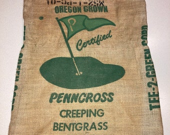 Vintage Golf Course Grass Seed Burlap Sack