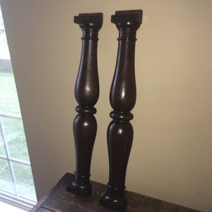 Pair of Antique Mahogany Faux Wooden Columns; Old Furniture Pillars, Decor
