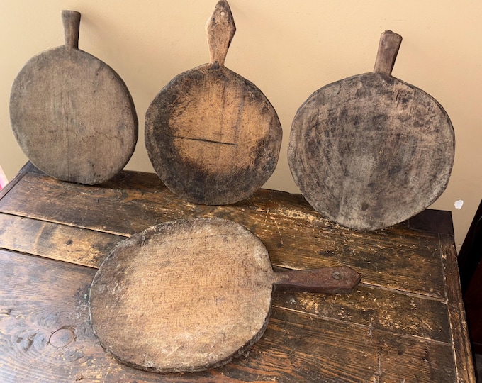 Antique Country Primitive Carved Wooden Breadboards, As Found, Original Untouched Patina