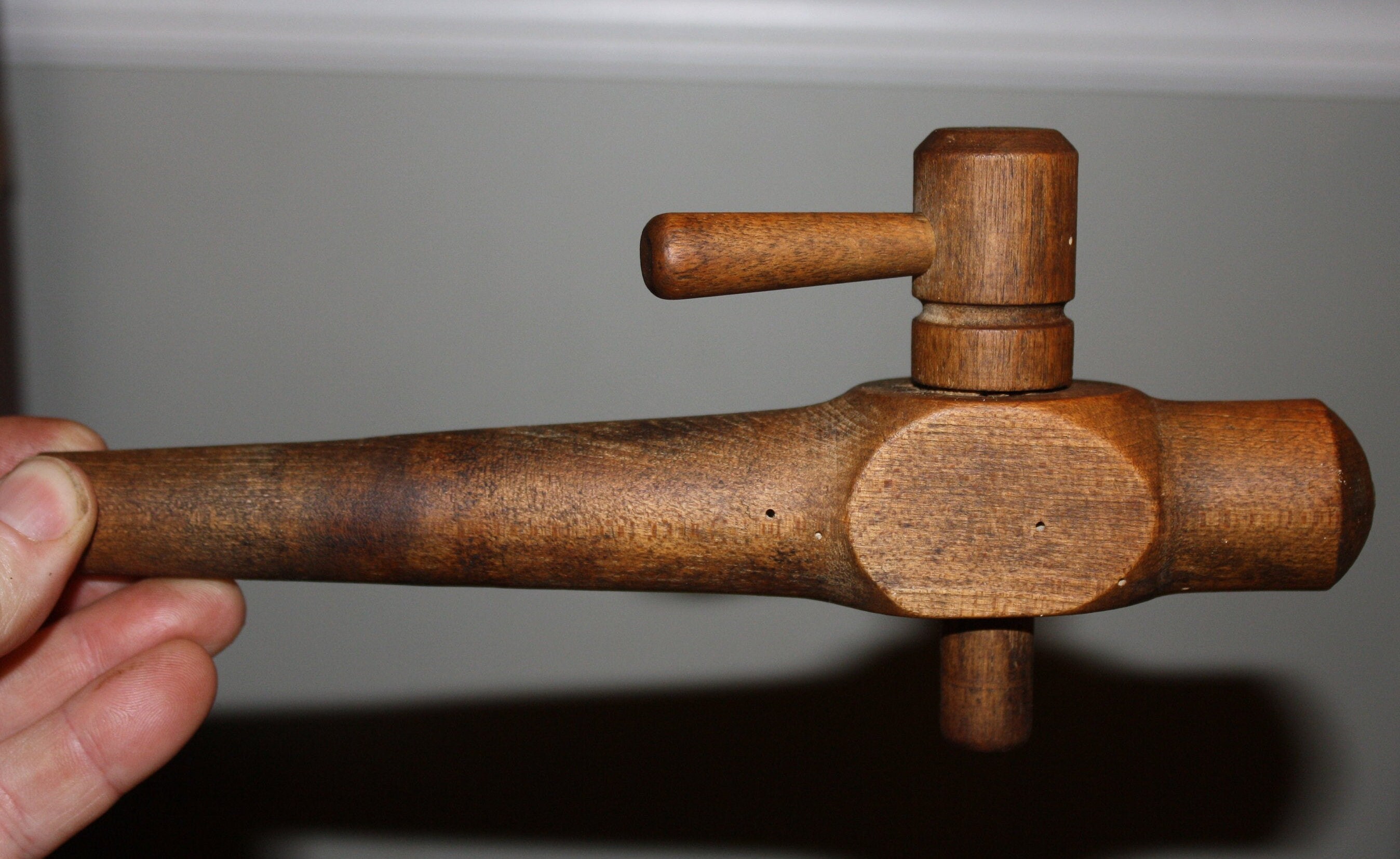 Antique Wooden Barrel Tap for Whiskey, Wine, or Beer