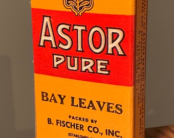 Vintage WWII Era: Astor Brand Pure Bay Leaves, Full Box, Old Stock, Country Store, Warehouse Find Spices